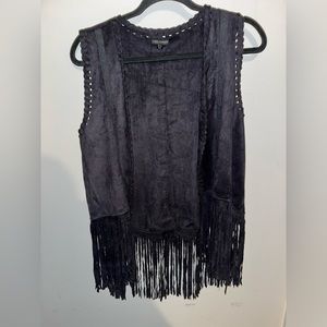 Coco + Carmen faux suede black fringe vest